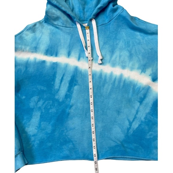 GAP Tie-Dye Cropped Raw Edge Blue White Hoodie Sweatshirt – Size Small - Picture 6 of 13